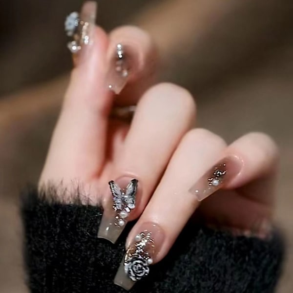 24 kpl Fake Nails pitkät ranskalaiset Z612 Z612 Z612