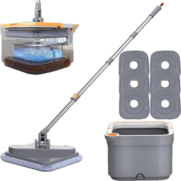 Square Spin Mop Håndfri Lazy Squeeze Mop Spin Mop Sæt