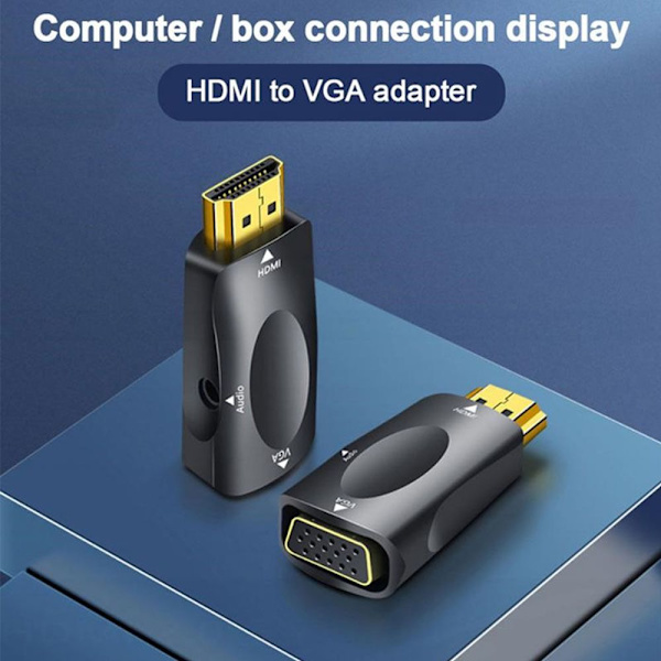 HDMI-yhteensopiva VGA-sovitinmuunninsovitin MUSTA Black