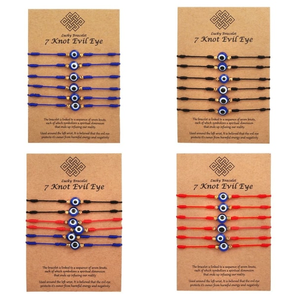 Øje-Afværgende Armbånd Justerbart Vævet Armbånd SORT&RØD B B BLACK&RED B-B