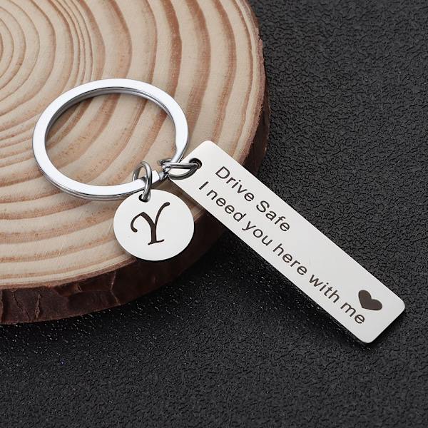 Drive Safe Keychain A-Z 26 Initialer Bokstäver Nyckelring T T