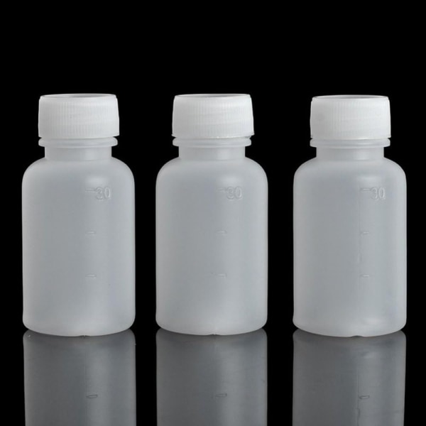 50 stk Små plastikflasker Prøveflasker Graduated Lab