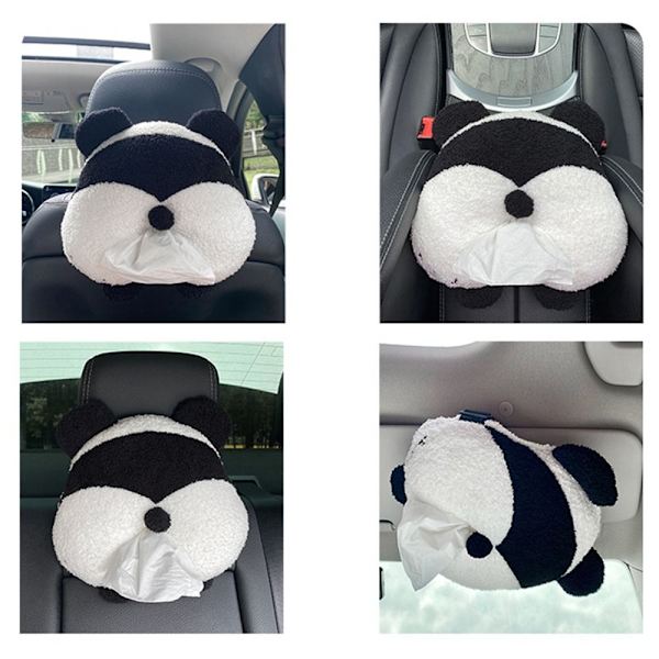 Panda Car Tissue Box Blød Cartoon Papir Servietetui Dyr Bil