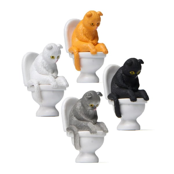 4/5 STK tegneserie kattefigurer, der sidder på toiletkilling 1-5 STK 1-5pcs