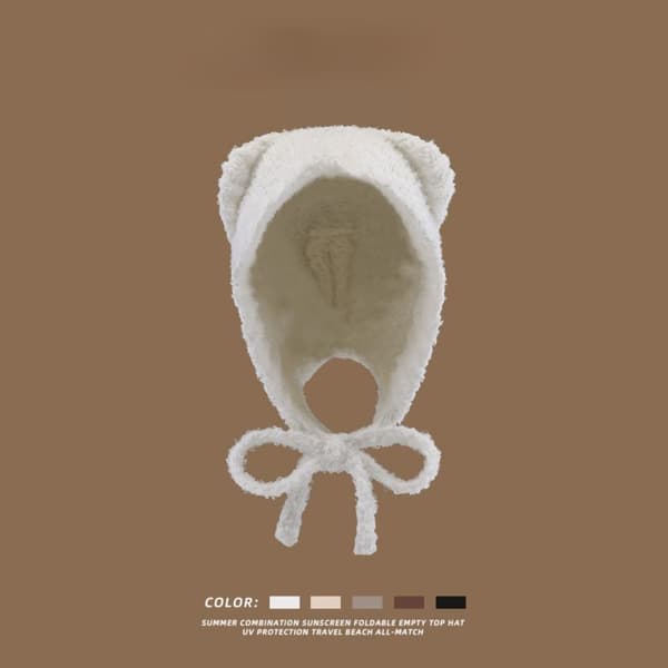 Neulottu cap Bear korvat BEIGE Beige