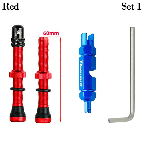 2stk For SchraderA/V-ventiler Amerikansk ventil RØD 60MMSETT 1 SETT 1 Red 60mmSet 1-Set 1