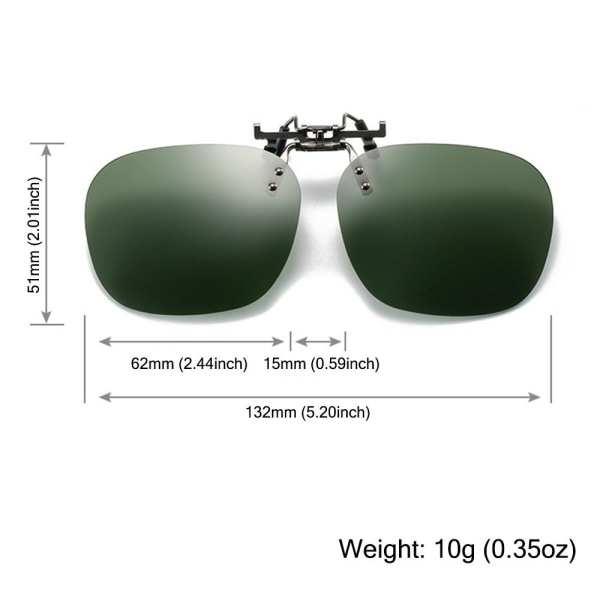 Clip-On polariserade solglasögon Flip-up solglasögon för Dark Green