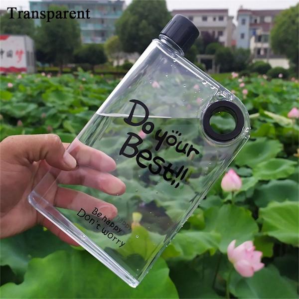 Litteä vesipullo juomapullo läpinäkyvä transparent