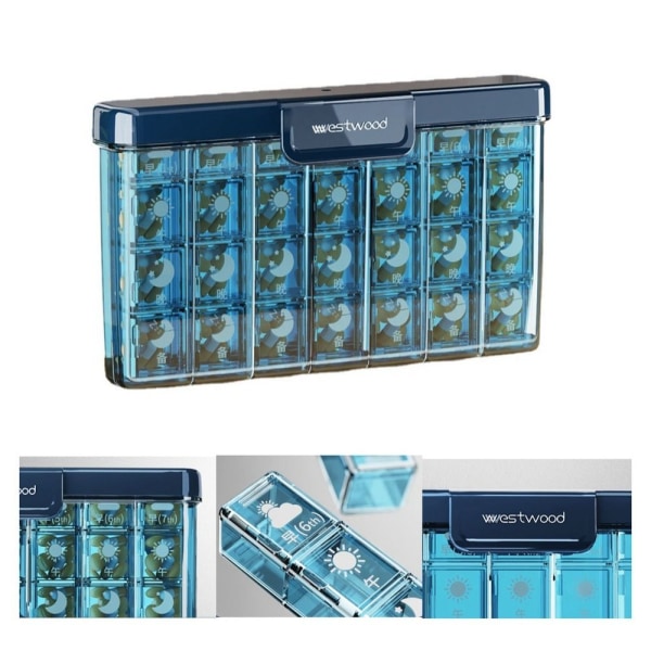 Pill Box Medicin Container Box BLÅ Blue