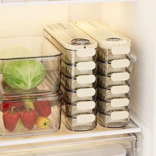 Dumpling Oppbevaringsboks Kjøleskap Fresh-keeping Box BEIGE FIVE Beige Five Layer-Five Layer
