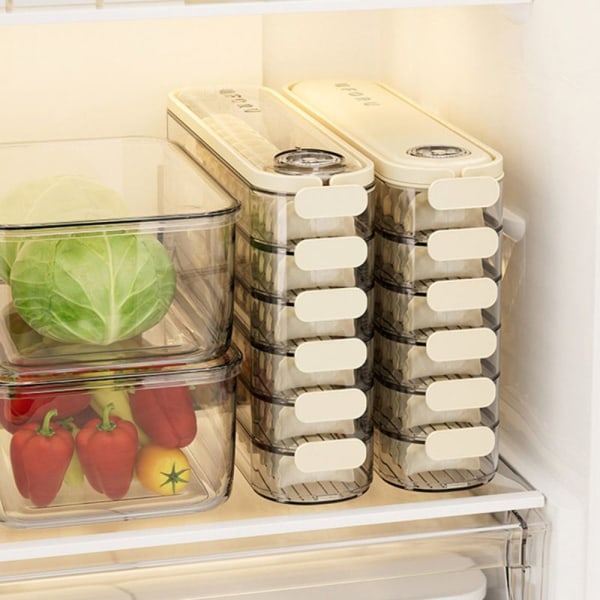 Dumpling Oppbevaringsboks Kjøleskap Fresh-keeping Box BEIGE TWO Beige Two Layer-Two Layer