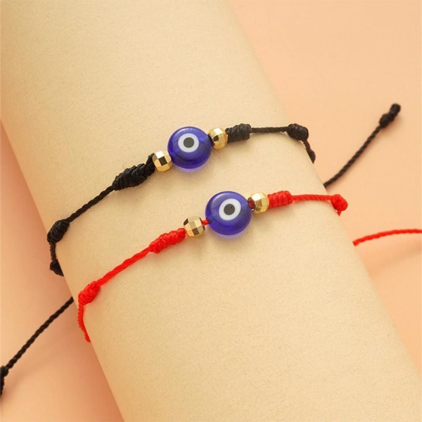 Evil Eye-armbånd Justerbart vevd armbånd SVART&RØDT B B BLACK&RED B-B