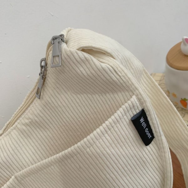 Canvas axelväska Crossbody väska VIT white