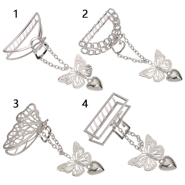 4st Metallhårgrepp Goth Butterfly Love Pendant Hair Claws