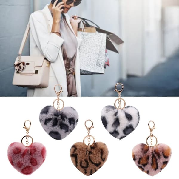 2 stk Peach Heart Pendant nøglering Plys nøglering E E E