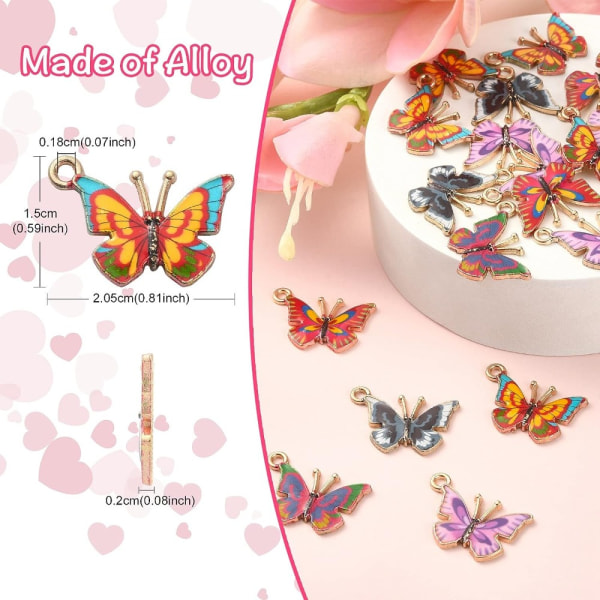 Butterfly Charms Insekt Charms Blomstertrykt