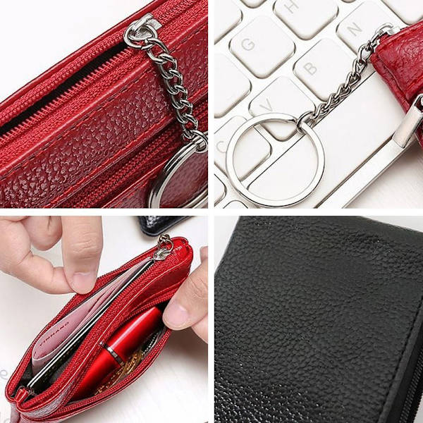 2kpl Mini Short Wallet PU-nahkainen PUNAINEN red