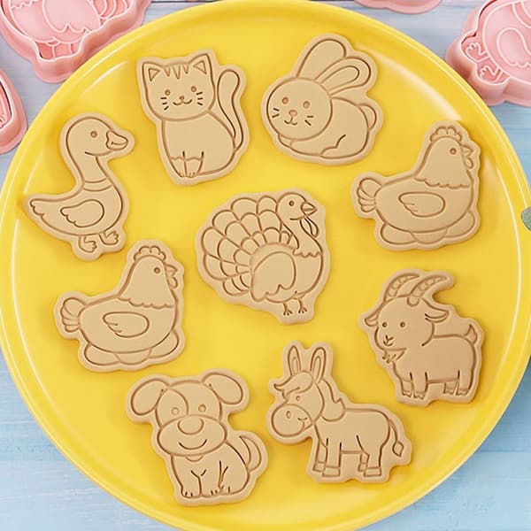 8 stk/sett Kjeksform 3D Cookie Cutter Bakeform
