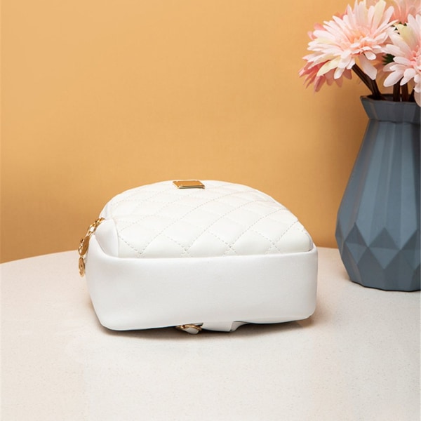Mote Kvinner Mini Ryggsekk Ensfarget PU-skinn HVIT white