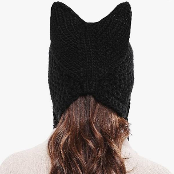 Hæklet Strikket Hue Beanie Hue SORT Black
