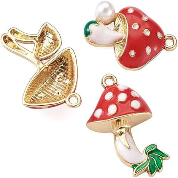 20 kpl emalisieniriipus Charms Red Mushroom