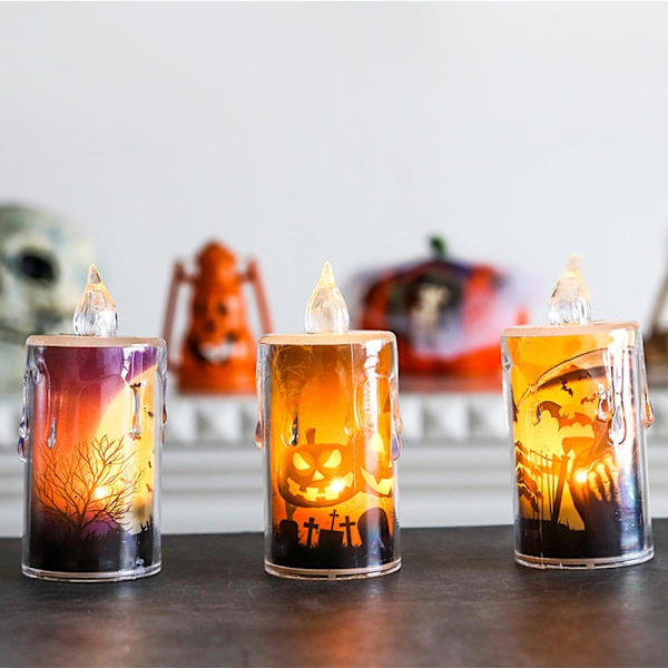Elektronisk stearinlyslampe Halloween stearinlys A A A