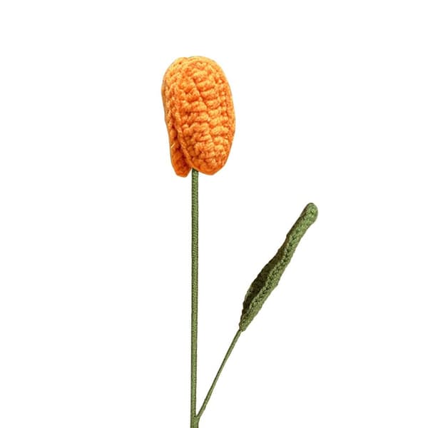 Handstickad tulpanblomma Tulpanflätad blomma ORANGE Orange