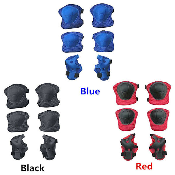 6st/ set Skyddsutrustning för barn Sport handledsknäskydd black