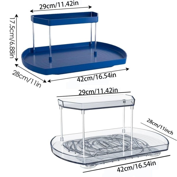 Bilayer Lazy Platespiller Organizer Kjøleskap Oppbevaringsbrett transparent