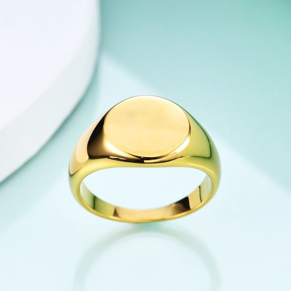 Kvinder Signetring Oval Bredde Ring GULD STØRRELSE 7 gold Size 7