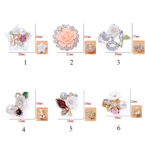 10 STK Perleknapp Rhinestone-knapper 2 2 2