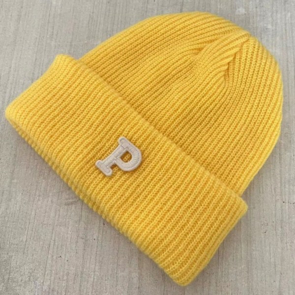 Fleece lämmin neulottu hattu Knitting Cap Hattu KELTAINEN yellow