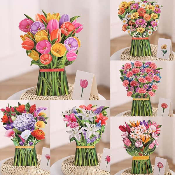 3D pop-up bukett papirblomster 3 3 3