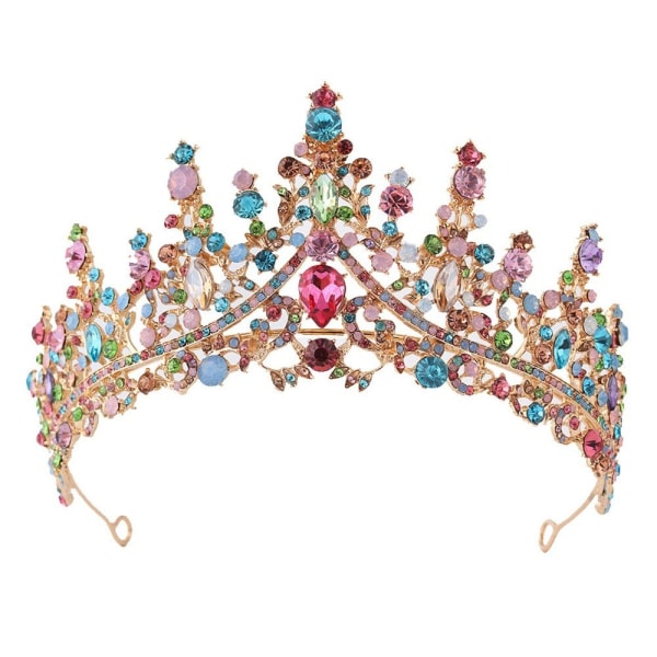 Legering Crown Bröllop Tiara Crystal Rhinestone Crown ROSA Pink