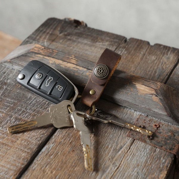 2 stk Læder nøglering Læder nøglering Bil Auto nøgleholder