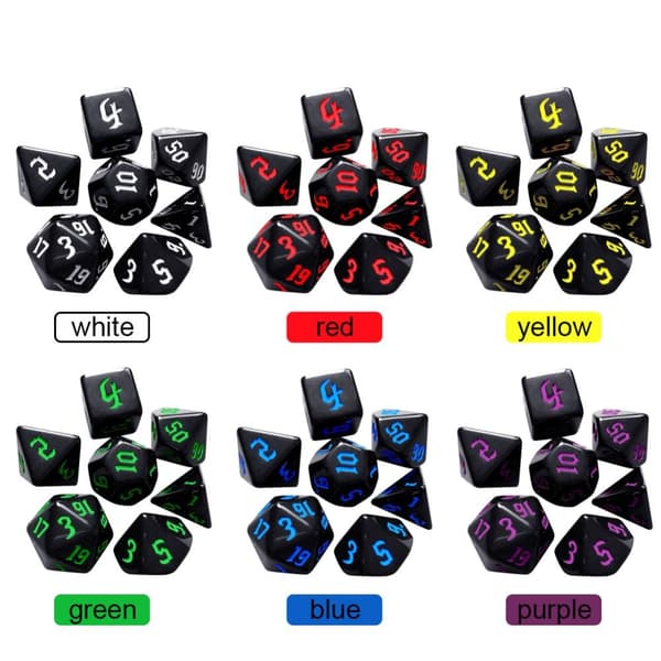 7stk/sett DND Terning Polyhedral Terning LILLA Purple
