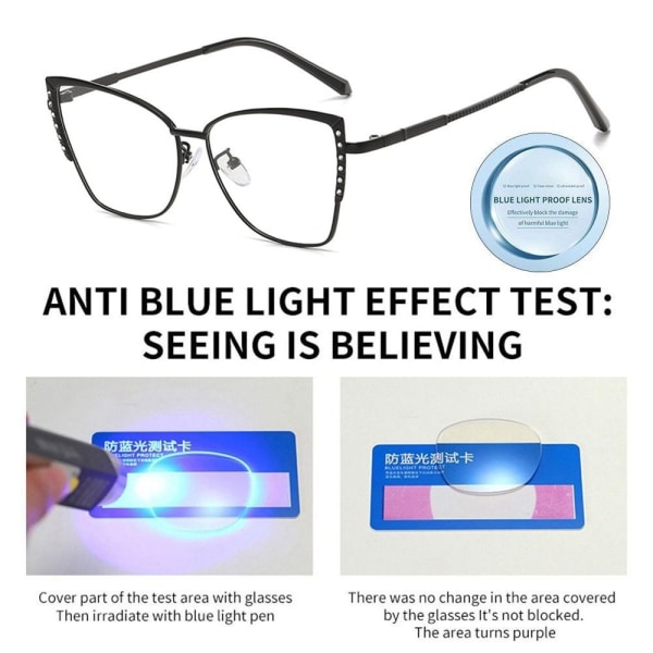 Anti-Blue Light Briller Firkantede Briller SVART GULL Black gold