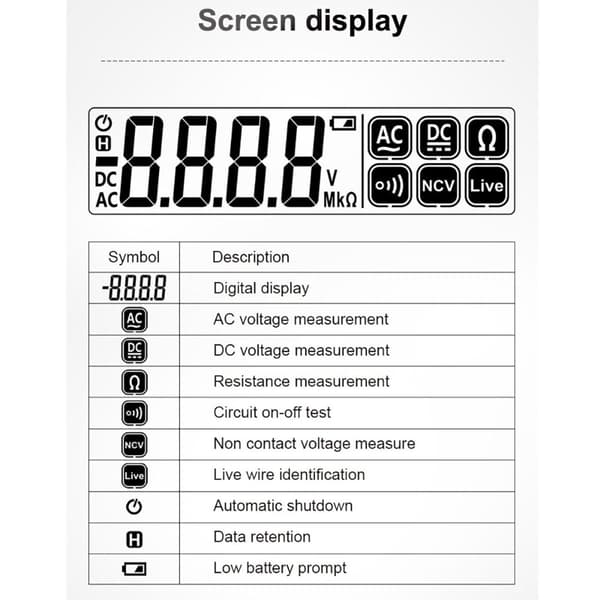 Smart Digital Multimeter Spänningsdetektor Voltmeter Testare Black
