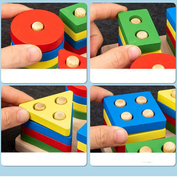 Baby Sensory Toys Pussel Rainbow Blocks 4 4 4