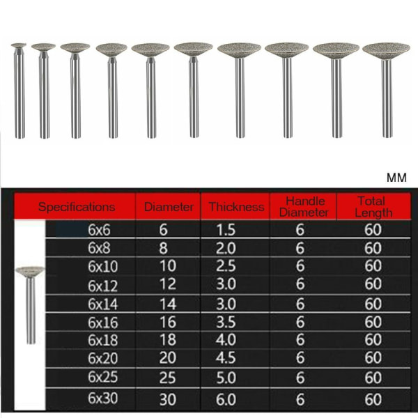 Diamant Slipehode T-form Slipehode 10MM 10mm