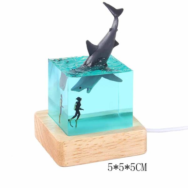 Shark Diver Decoration LED Nattlys D D D