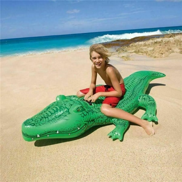 165X86cm Uppblåsbar Alligator Simring Crocodile Water Toys