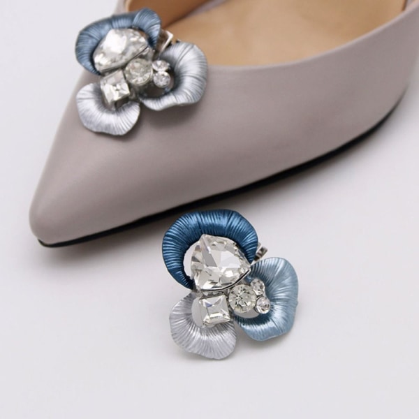 Rhinestone Shoe Clip Shiny Dekorativ Clip BLÅ Blue