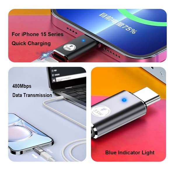 USB Type C - Lighting -muunnin puhelinadapteri HOPEA Silver