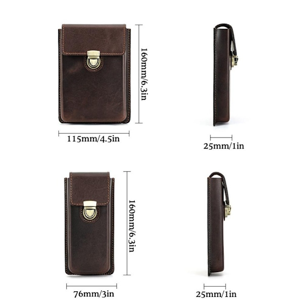 Penneetui i ægte læder Blyantpose KAFFE 3 PLACER 3 PLACER Coffee 3 Slots-3 Slots