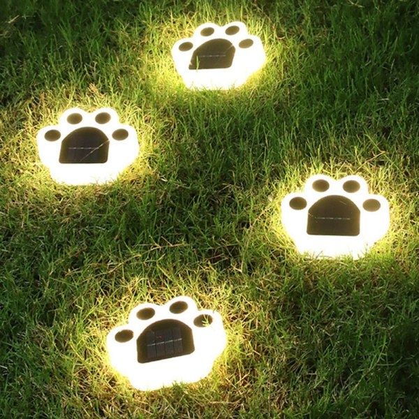 Solar Light Cat Paw Print VIT LJUS