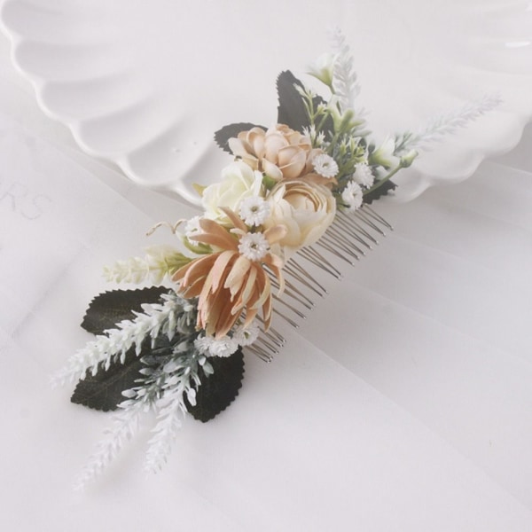 Flower Hair Comb Bridal Tiara CHAMPAGNE champagne