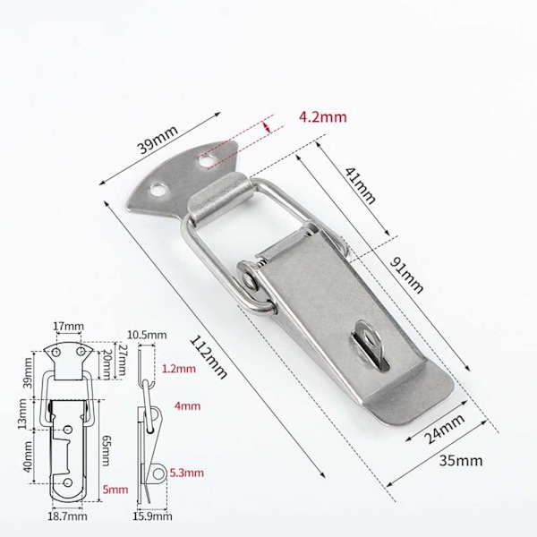 Hasp Box Spänne 112MM304 STÅL 304 STÅL 112mm304 Steel