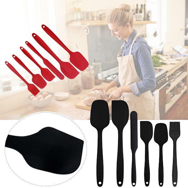 6 Stk Silikonespatel Bagespatel SORT Black