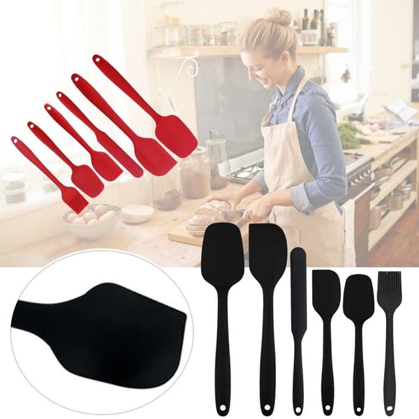 6 stk Silikonspatel Bakespade RØD Red
